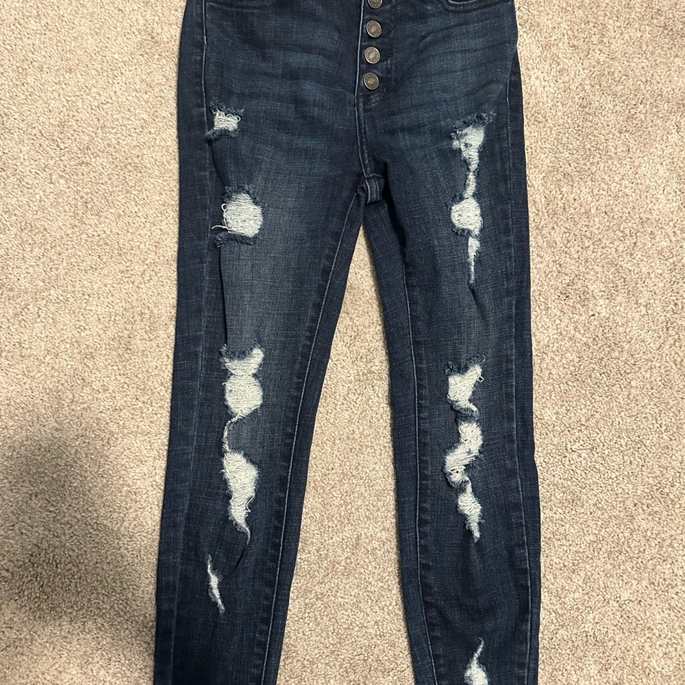 Kancan Stylish Distressed Dark Blue Women's Jeans